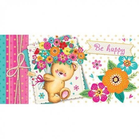 Конверт для денег Мир открыток "Be happy" 207х230 мм, блестки фото 1