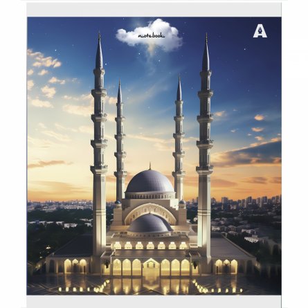 Тетрадь 36 л., А5, клетка, Alingar "Мечети", скрепка, офсет, мелованная бумага, 5 дизайнов в пленке т/у фото 7