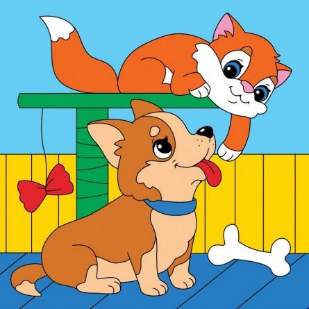 Картина по номерам Рыжий кот, 15х15 см, акриловые краски, холст, "Лучшие друзья" фото 1