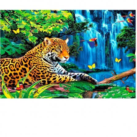 Алмазная мозаика Alingar, на подрамнике, с полным заполнением, (матов.), 40х50 см, 20 цветов, "Леопард" фото 1