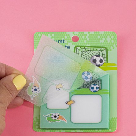 Прозрачные стикеры для заметок с клеевым краем, Alingar, 73 х 73 мм, 50 л., покрытие starlight touch, "Goalkeeper", зеленый, водонепрониц., европодвес фото 2