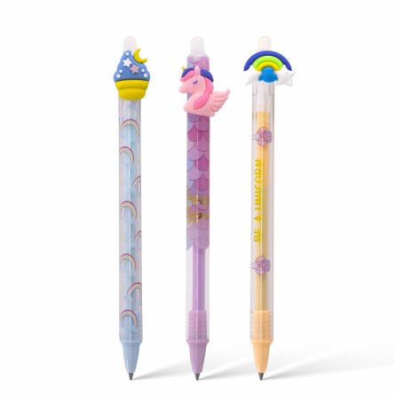 Набор гелевых ручек пиши-стирай, автоматические Alingar, "Радужный MIX", 0,5 мм, синяя, пулевид. наконечник, кругл. цв. пластик. корпус, 3 шт/уп фото 1
