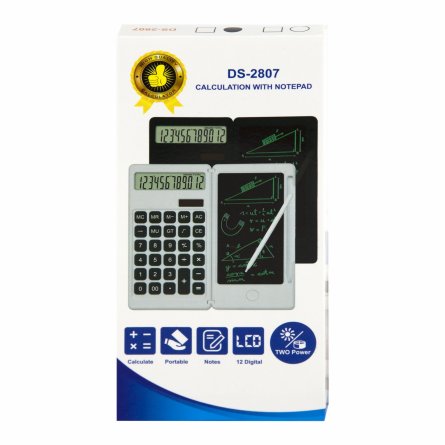 Калькулятор с графическим планшетом Alingar 12 разрядов, 162*80*14 мм, двойное питание, белый, раскладной, стилус, батарея в комплекте фото 5