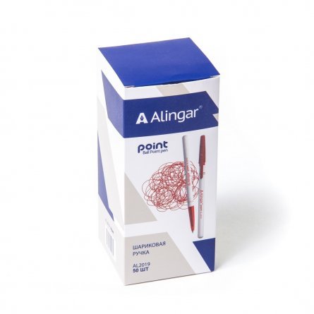 Ручка шариковая Alingar "Point", 0,7 мм, красная, круглый, белый, пластиковый корпус, картонная упаковка фото 2