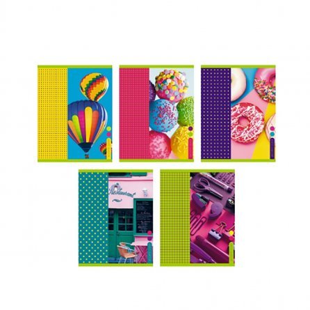 Тетрадь 80л., А5, клетка, Канц-Эксмо "Яркие радости", скрепка, мелованный картон, 5 дизайнов фото 1