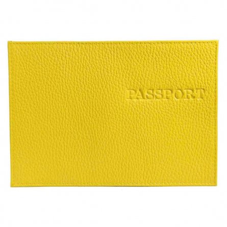 Обложка для паспорта, натур. кожа Флотер, желтый, тиснение конгрев, "PASSPORT" фото 2