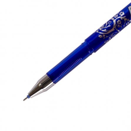 Ручка гелевая пиши-стирай Alingar "Серебряный узор" 0,5 мм, синяя, игольчатый наконечник, грип, круглый цветной пластиковый корпус, картонная упаковка фото 2