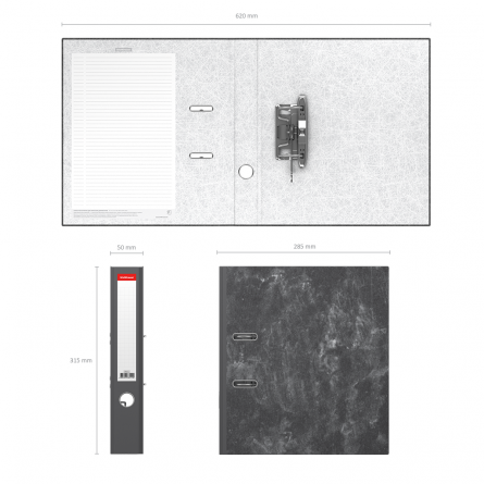 Папка-регистратор с арочным механизмом, Erich Krause "Economy", А4, 285х315х50 мм, чёрный мрамор фото 2