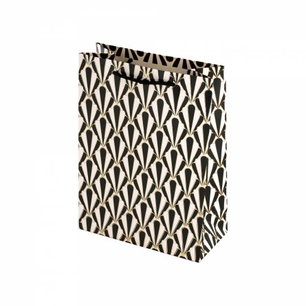 Пакет подарочный бумажный Alingar, (М) 18х24х8,5 см, "Черно-белый паттерн", ламинация, тиснение фольга (4 дизайна в коробе) фото 2