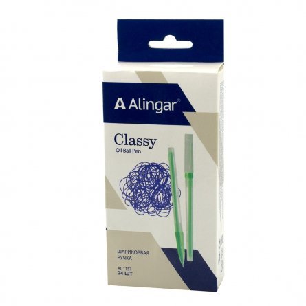 Ручка шариковая на масляной основе Alingar "Classy", 1 мм, зеленая, игольчатый наконечник, круглый, прозрачный, тонированный корпус, картон. упак. фото 3