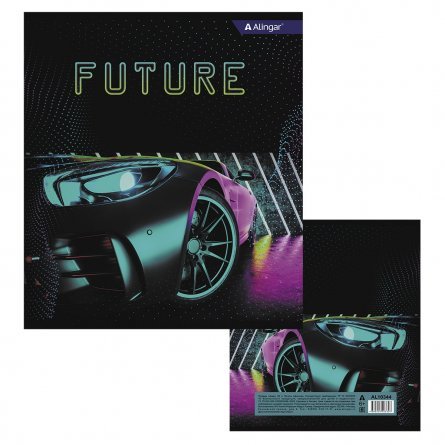 Тетрадь 36л., А5, клетка, Alingar "Future Car", скрепка, мелованный картон (стандарт) , блок офсет, 4 дизайна в пленке т/у фото 7