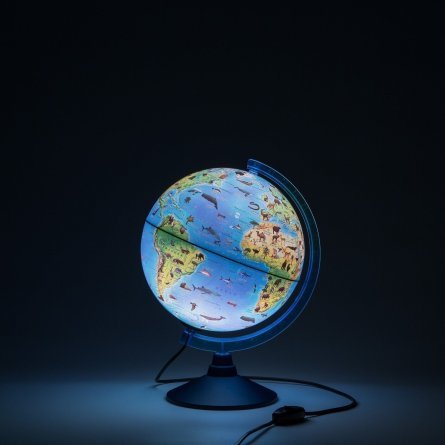 Глобус зоогеографический, Глобен, d=250 мм, с подсветкой, 220 V, на круглой подставке фото 2