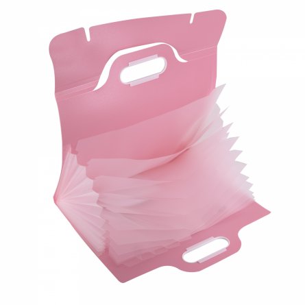 Папка-картотека Alingar, 332х302 мм, 700 мкм, на резинке, прорезная ручка, пластик, 11 отделений, розовый фото 2