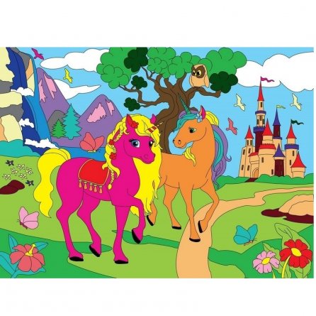 Картина по номерам Рыжий кот, 30х40 см, с акриловыми красками, холст, "Сказочные лошади" фото 1