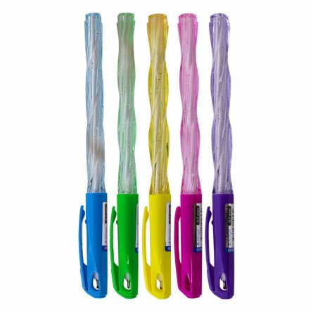 Ручка шариковая Alingar, 0,7 мм, синяя, игольчатый наконечник, грип, фактурный прозрачный пластиковый корпус с блестками, картонная упаковка фото 3