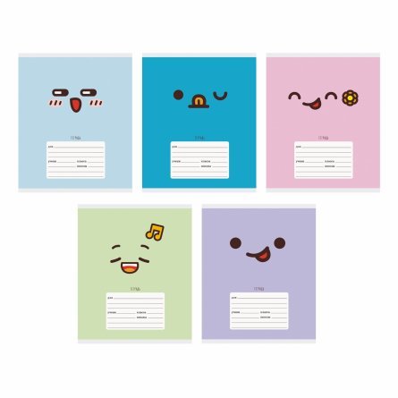 Тетрадь 18л., клетка, Канц-Эсмо, скрепка, выб. лак, мелованный картон "Emoji", 5 видов фото 1