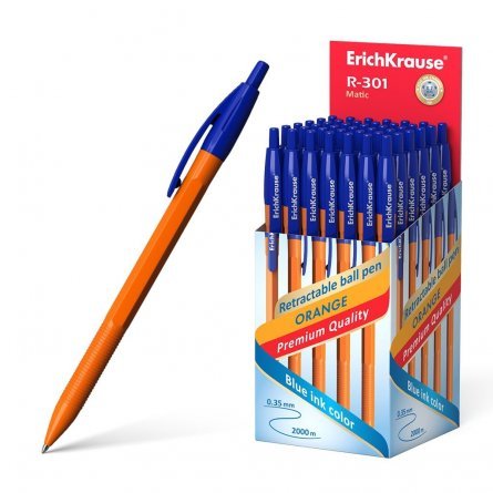 Ручка шариковая автоматическая Erich Krause "R-301. Orange Matic", 0,7 мм, синяя, пластиковый корпус фото 1