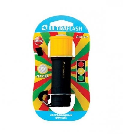 Фонарь "Ultraflash LED 15001-В", цвет желтый+черный, светофор, 9 LED, 3хR03 фото 1