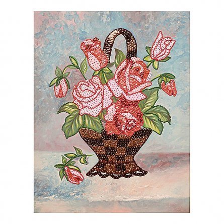 Мозайка из пайеток на холсте, 30х40 см, Волшебная мастерская "Букет роз" фото 1