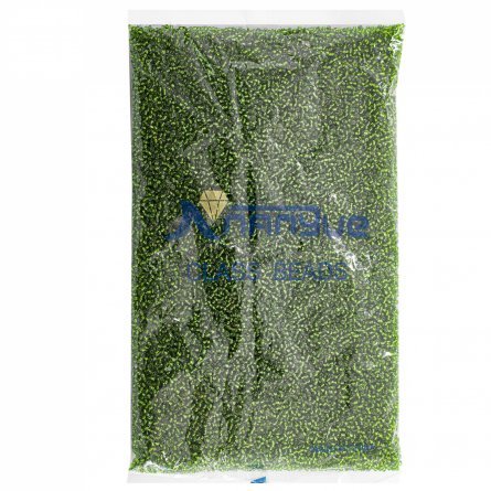 Бисер Alingar размер №12 вес 450 гр., зелёный (травяной) прозрачный, внутреннее серебрение, пакет фото 1