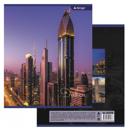 Тетрадь 48л., А5, линия, Alingar "Дубай", скрепка, мелованный картон (стандарт), блок офсет, 2 дизайна в пленке т/у фото 7