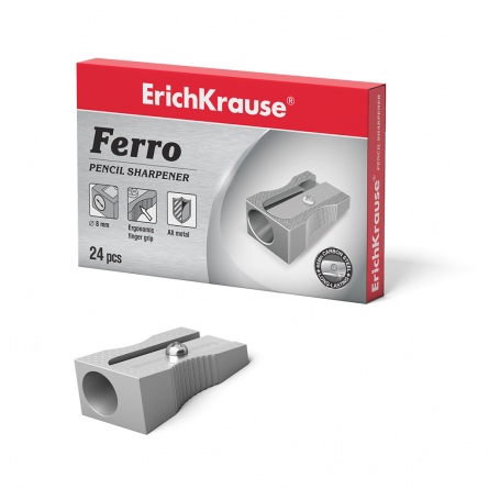 Точилка металлическая Erich Krause "Ferro",1 отверстие, цвет металлик, картонная упаковка фото 1