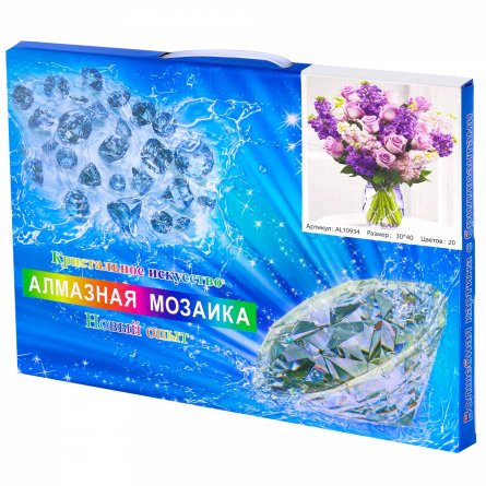 Алмазная мозаика Alingar, на подрамнике, с полным заполнением, (матов.) дизайн рамка, 30х40 см, 20 цветов, "Сиреневый букет" фото 2