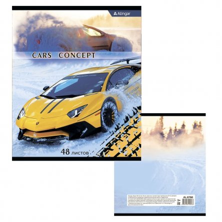 Тетрадь 48л., А5, клетка, Alingar "Cars concept", скрепка, мелованный картон, 3 дизайна в пленке т/у фото 3