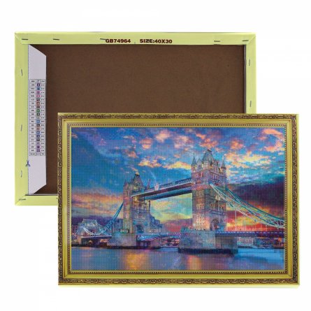 Алмазная мозаика Alingar, на подрамнике, с полным заполнением, (матов.) дизайн рамка, 30х40 см, 21 цвет, "Лондонский мост" фото 4