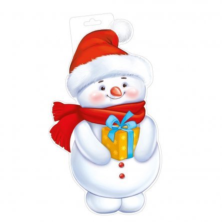 Плакат "Снеговик с подарком" фото 1