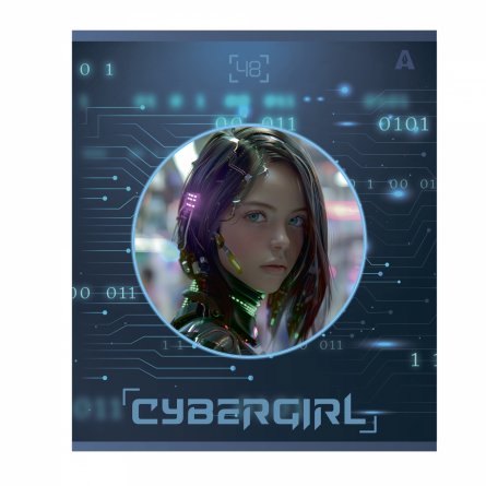 Тетрадь 48л, А5, клетка, Alingar, "Cibergirl" , скрепка,мелованный картон (стандарт), выб УФ лак,  блок офсет, 5 дизайнов в пленке т/у фото 3