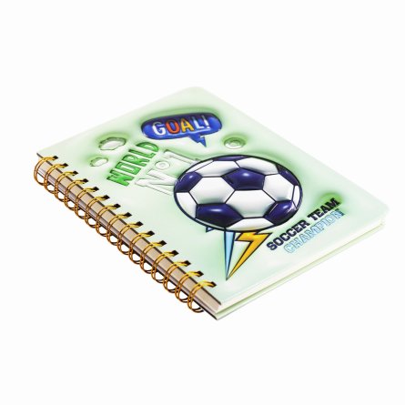 Подарочный блокнот 14,5 см * 21 см, гребень, Alingar, ламинация, конгрев, эффект 3D, клетка, 80 л., "Футбол" фото 2