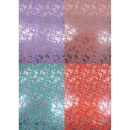 Картон цветной Апплика, А4 с тиснением, 4 листа, 4 цвета, пакет, "Цветной паттерн" фото 1