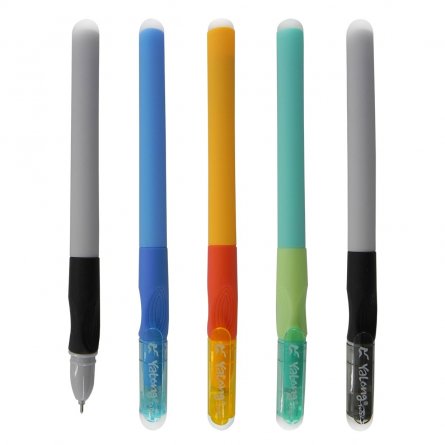 Ручка гелевая пиши-стирай Yalong "Bright color" ,0,5 мм, синяя, игольчатый наконечник, резиновый грип, круглый цветной пластиковый корпус фото 2