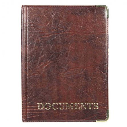 Обложка для а/д, "иск. кожа", "Documents" светло-коричневый, тисн. золото, 2 уголка фото 1