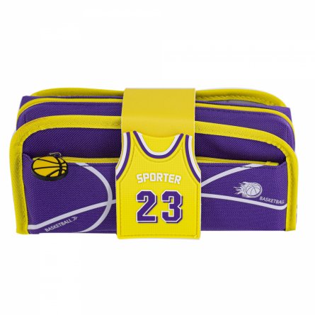 Пенал - косметичка Alingar, ПВХ, молния, боковой карман, съёмная косметичка, липучка,195 х 80 мм, "Sporter 23", микс (син/оранж, фиол/желт, черн/крас) фото 4