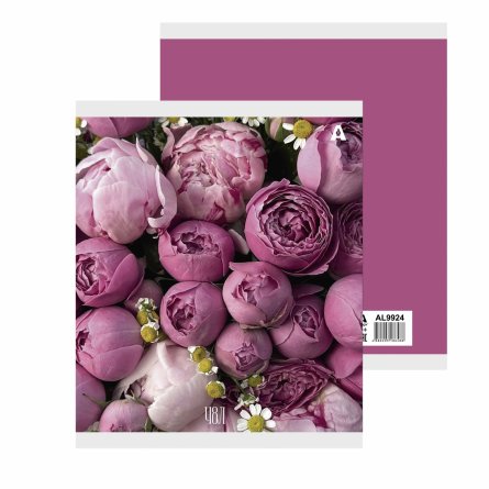 Тетрадь 48л., А5, клетка, Alingar "Нежные цветы", скрепка, мелованый  картон ( стандарт), блок офсет, 5 дизайнов в пленке т/у фото 2