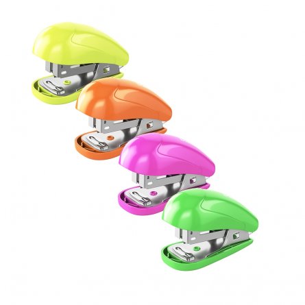 Степлер-мини №24/6, 26/6 ErichKrause Compact Neon  на 20 л., корпус пластик, ассорти фото 2