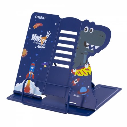 Подставка для книг Alingar, 210х185 мм, "Cosmic Skatebord" динозавр в космосе, синий, регулируемый угол наклона, металл, пакет с европодвесом фото 2