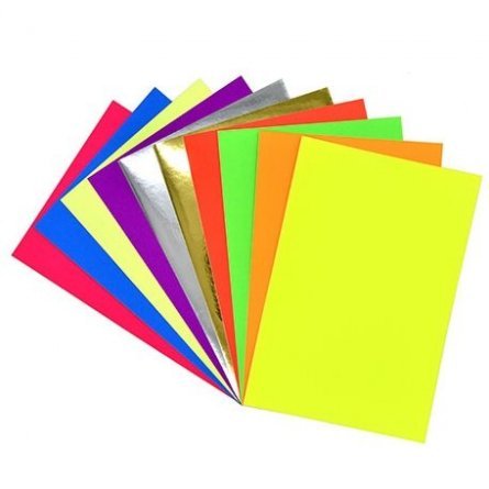 Бумага цветная Апплика, А4, самоклеящаяся, флуоресцентная, 10 листов, 10 цветов, картонная папка, "Цветной город" фото 2