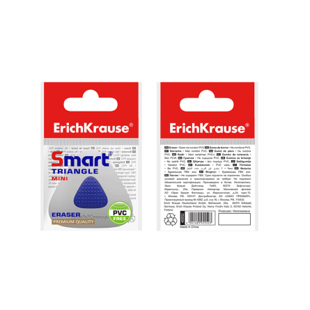 Ластик Erich Krause"Smart Mini Tria, термопластичная резина треугольный, белый, с пластиковым держателем, 36*38*8 мм, в индивид. пакете с европодвесом фото 2