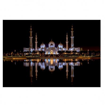 Алмазная мозаика Alingar, на подрамнике, с полным заполнением, (матов.), 30х40 см, 17 цветов, "Белая мечеть Абу-Даби" фото 1