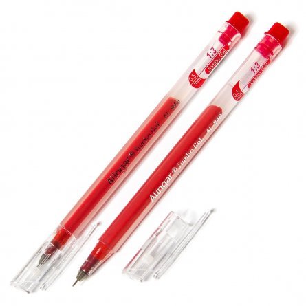 Ручка гелевая Alingar, "Jumbo GeL", 0,5 мм, красная, игольчатый наконечник, шестигранный, прозрачный, пластиковый корпус, в уп. 12 шт., картон. упак. фото 1