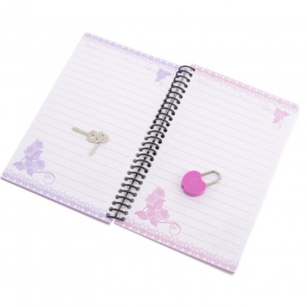 Подарочный блокнот в футляре, 15,5 см * 21 см, гребень, Alingar, мат.ламин, глиттер, замочек, линия, 60 л., "Кошечка в розах", бирюзовый фото 4