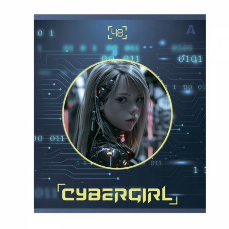 Тетрадь 48л, А5, клетка, Alingar, "Cibergirl" , скрепка,мелованный картон (стандарт), выб УФ лак,  блок офсет, 5 дизайнов в пленке т/у фото 6