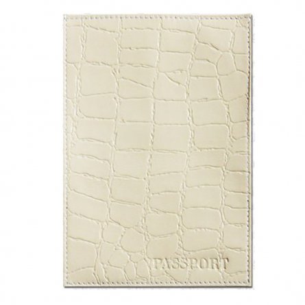 Обложка для паспорта, натур. кожа, белая, "Анаконда " фото 1