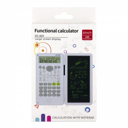 Калькулятор научный с графическим планшетом Alingar 12 разрядов, для ЕГЭ, 240 функций, 152*80*18 мм, белый, раскладной, стилус, батарея в комплекте фото 4