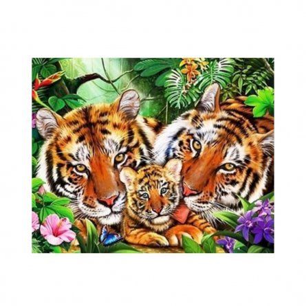 Картина по номерам Alingar, 30х40 см, 22 цвета, с акриловыми красками, холст, "Семья тигров" фото 1