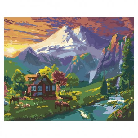 Картина по номерам Рыжий кот, 40х50 см, с акриловыми красками, 30 цветов, холст, "Эльбрус на закате" фото 1