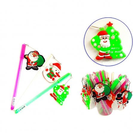 Ручка шариковая c игрушкой-подвеской, TUKZAR "Новогодняя", синяя, цветной круглый  пластиковый корпус фото 1